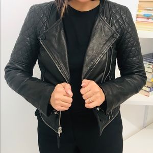 All Saints Runnell Black Leather Jacket - US 6